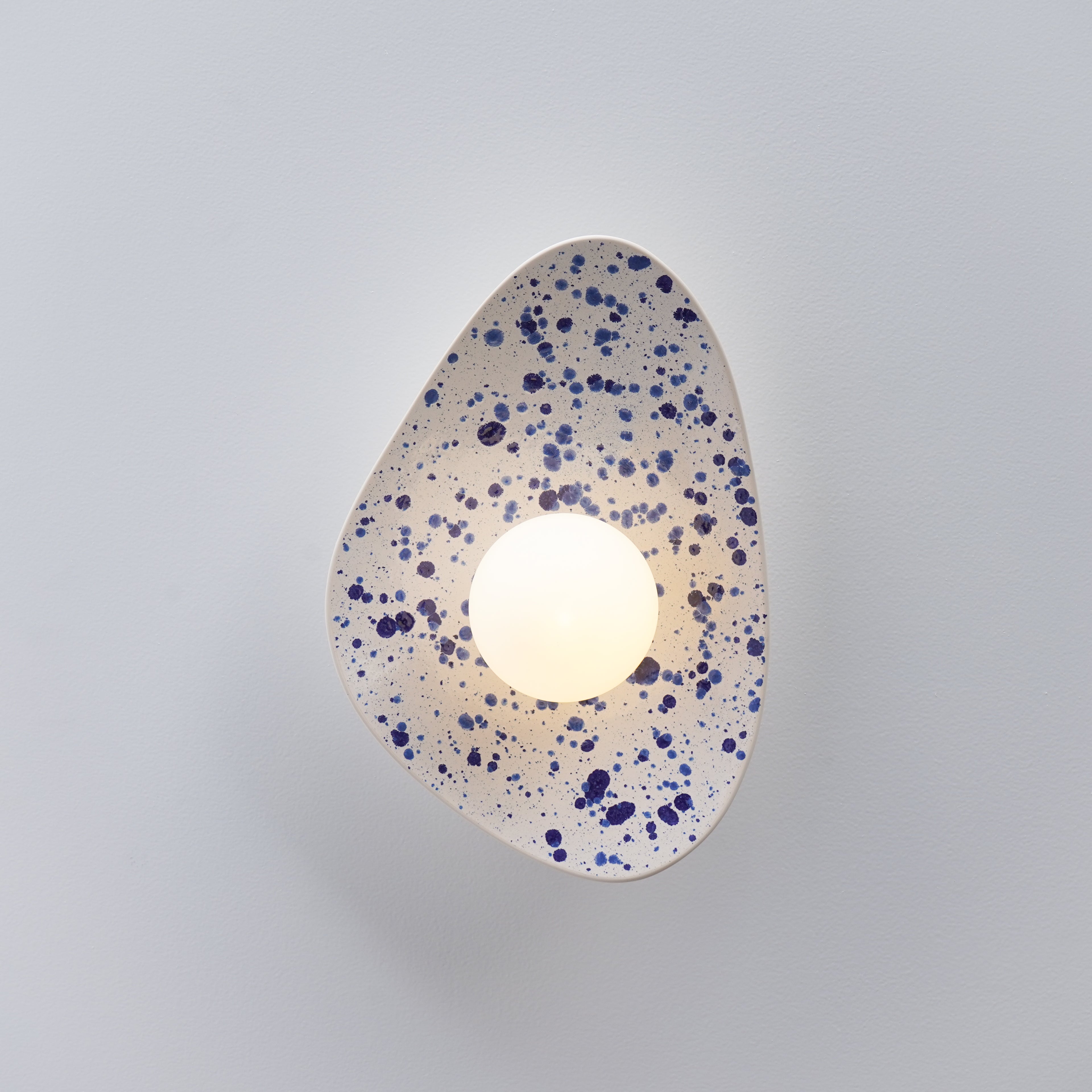 White Ceramic Wall Light with Blue Speckles / Wall Sconce