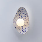 White Ceramic Wall Light with Blue Speckles / Wall Sconce