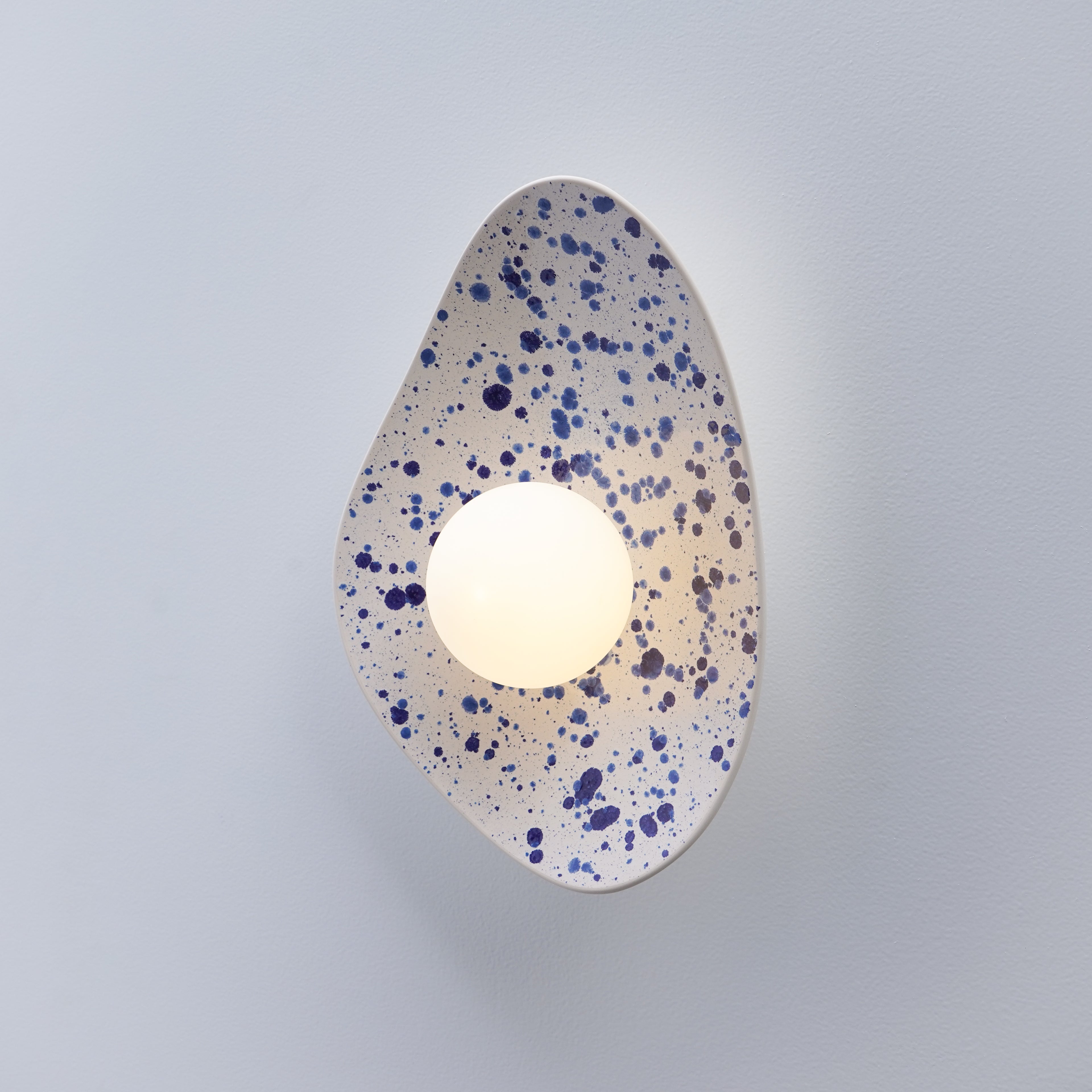 White Ceramic Wall Light with Blue Speckles / Wall Sconce