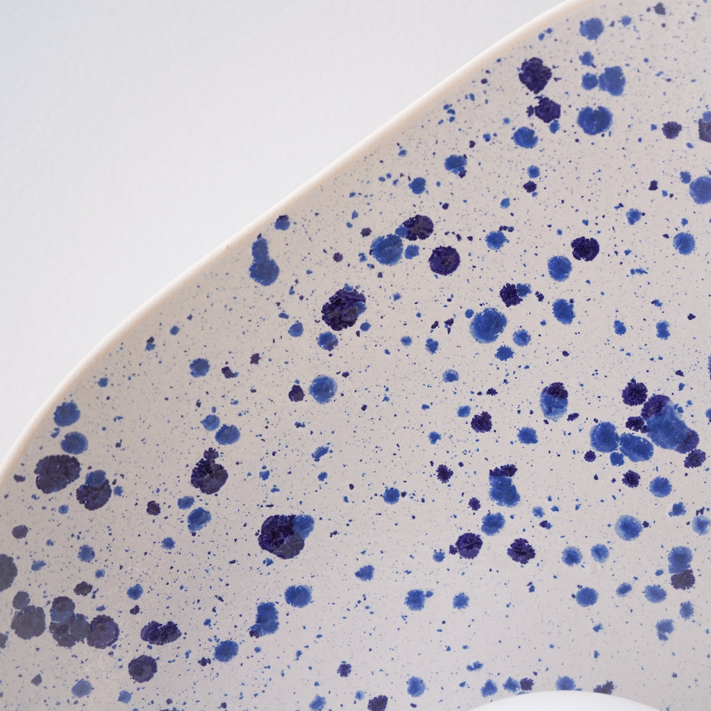 White Ceramic Wall Light with Blue Speckles / Wall Sconce