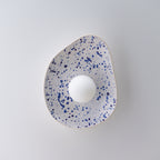 White Ceramic Wall Light with Blue Speckles / Wall Sconce