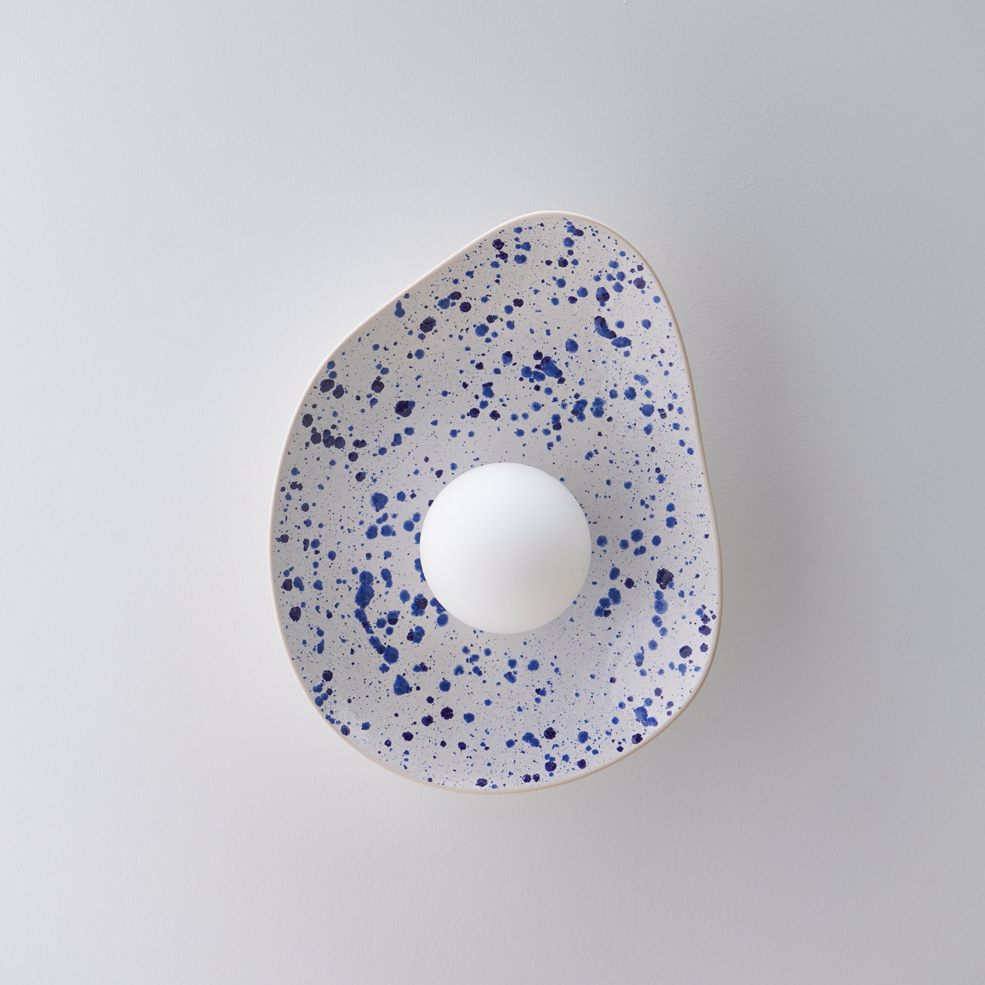 White Ceramic Wall Light with Blue Speckles / Wall Sconce