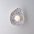 White Ceramic Wall Light with Blue Speckles / Wall Sconce