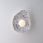 White Ceramic Wall Light with Blue Speckles / Wall Sconce