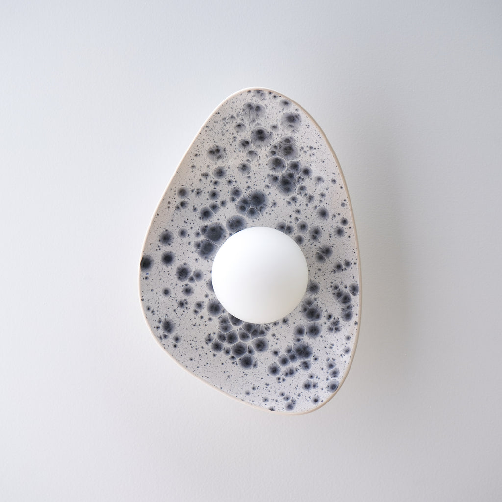 White Ceramic Wall Light with Black Speckles / Wall sconce