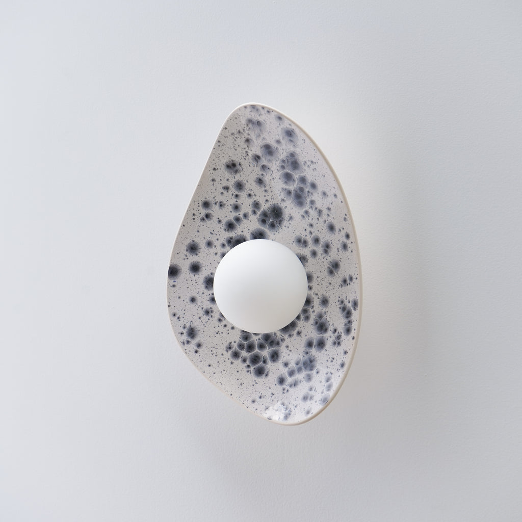 White Ceramic Wall Light with Black Speckles / Wall sconce