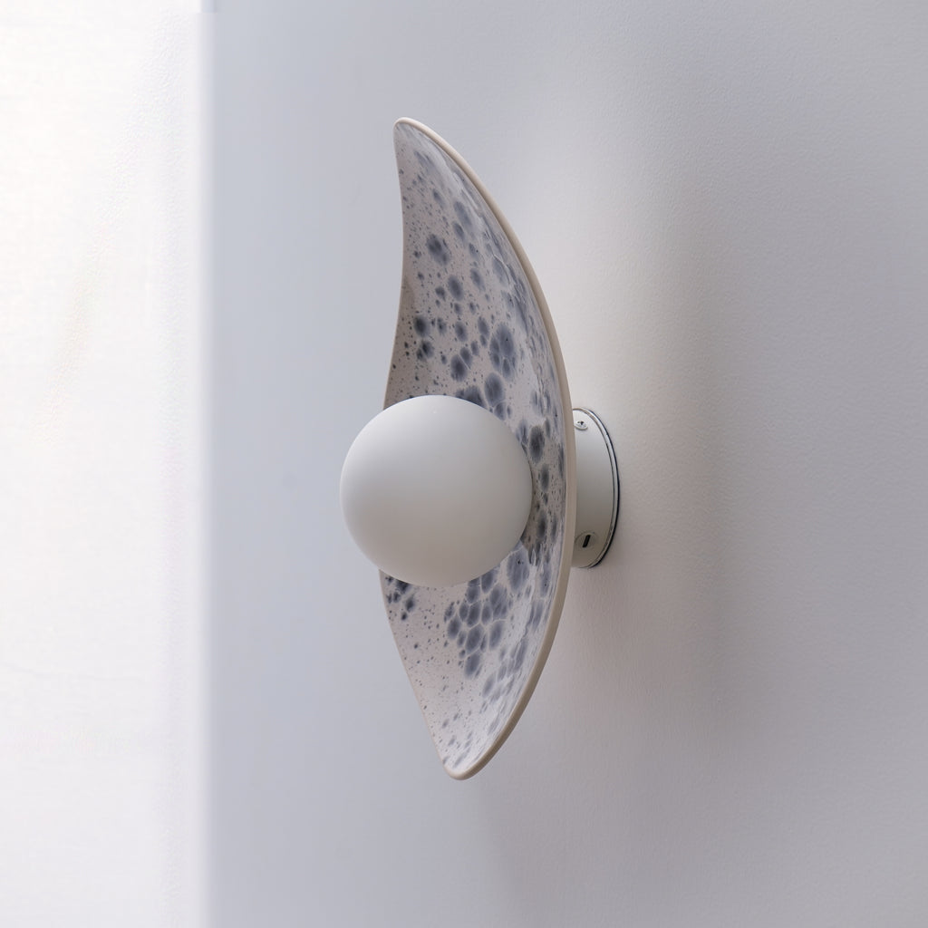 White Ceramic Wall Light with Black Speckles / Wall sconce