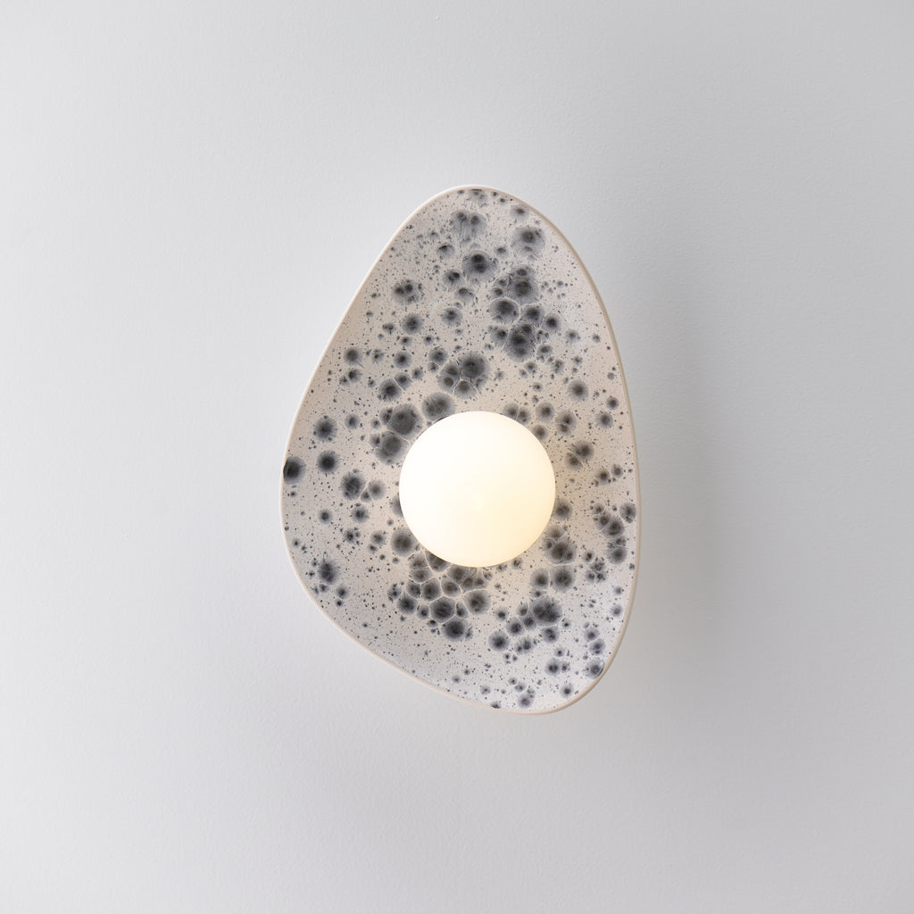 White Ceramic Wall Light with Black Speckles / Wall sconce