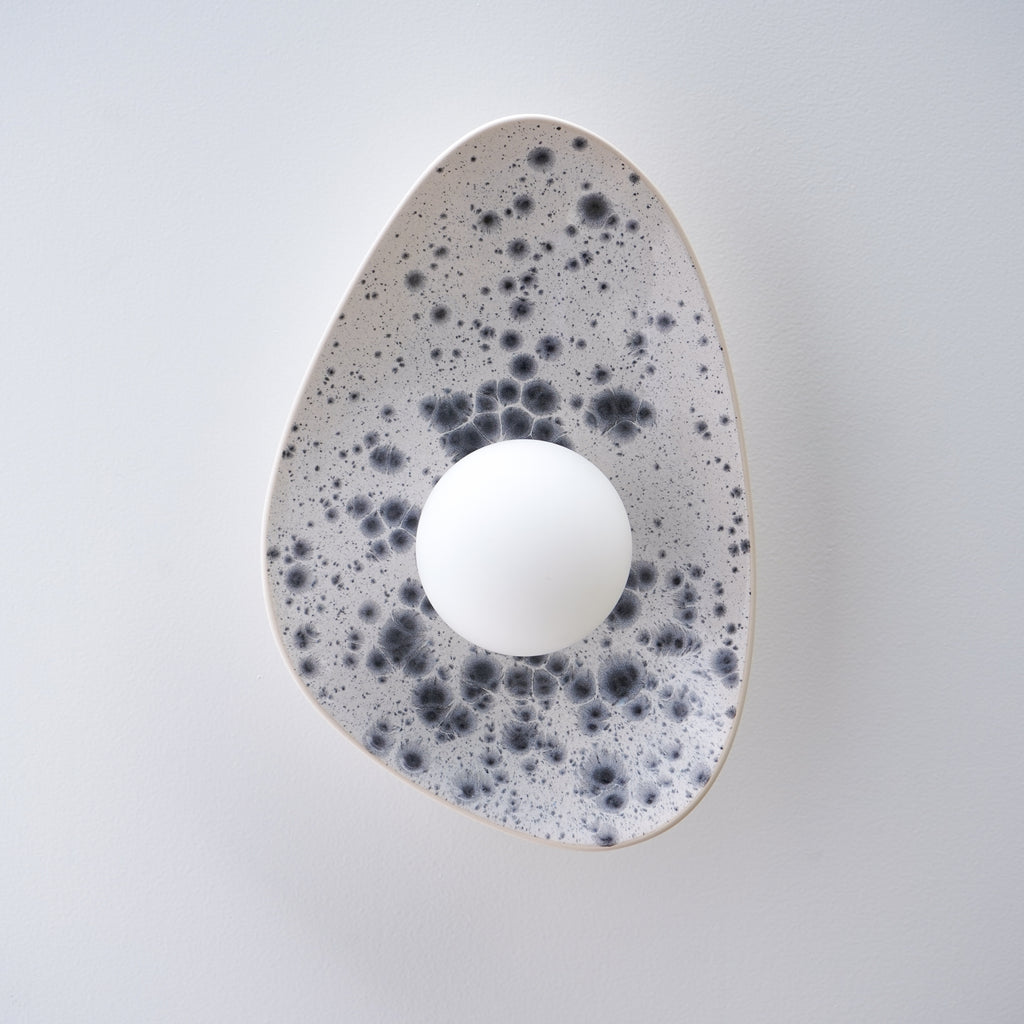 White Ceramic Wall Light with Black Speckles / Wall sconce