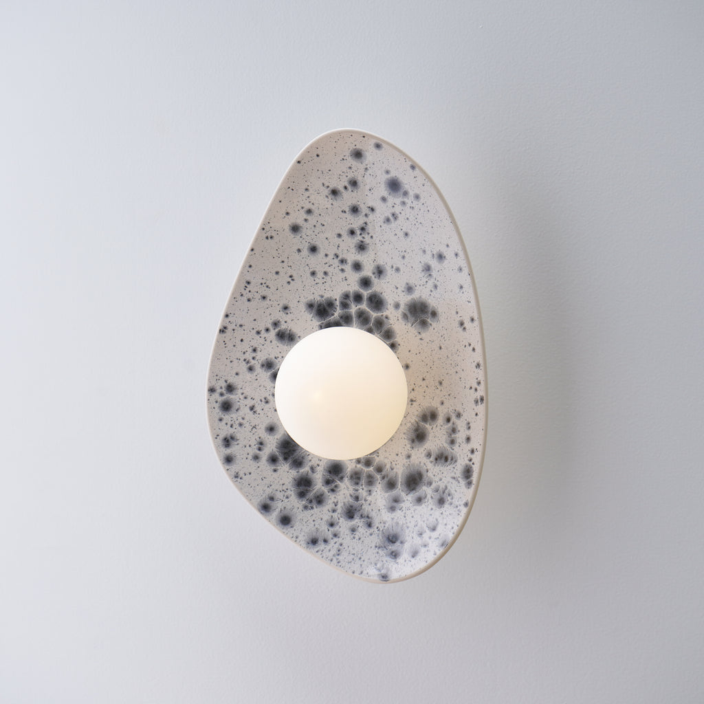 White Ceramic Wall Light with Black Speckles / Wall sconce