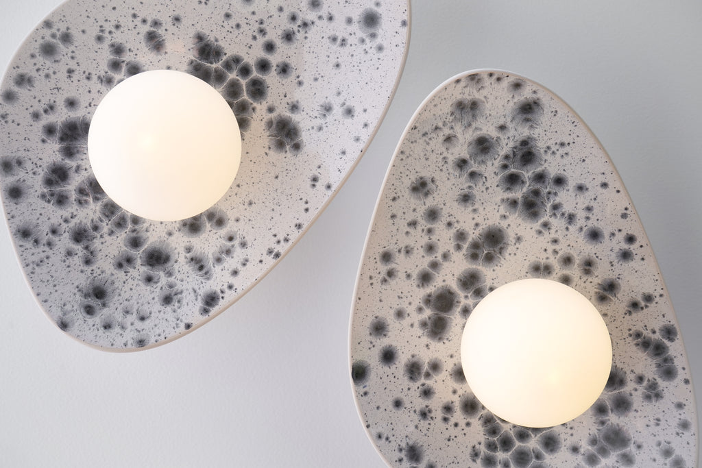 White Ceramic Wall Light with Black Speckles / Wall sconce