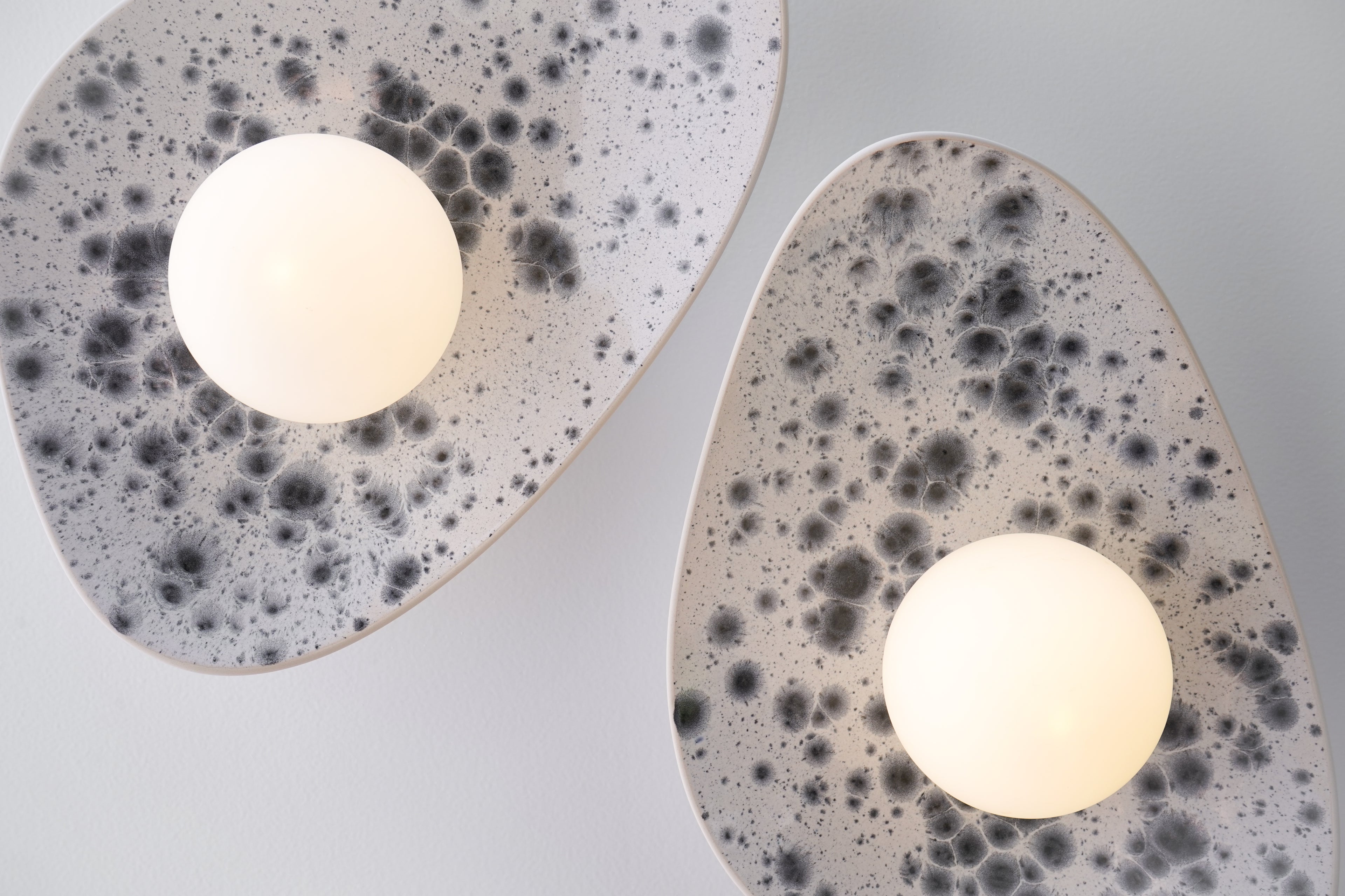 White Ceramic Wall Light with Black Speckles / Wall sconce