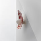 Red and White Striped Ceramic Wall Light / Sconce