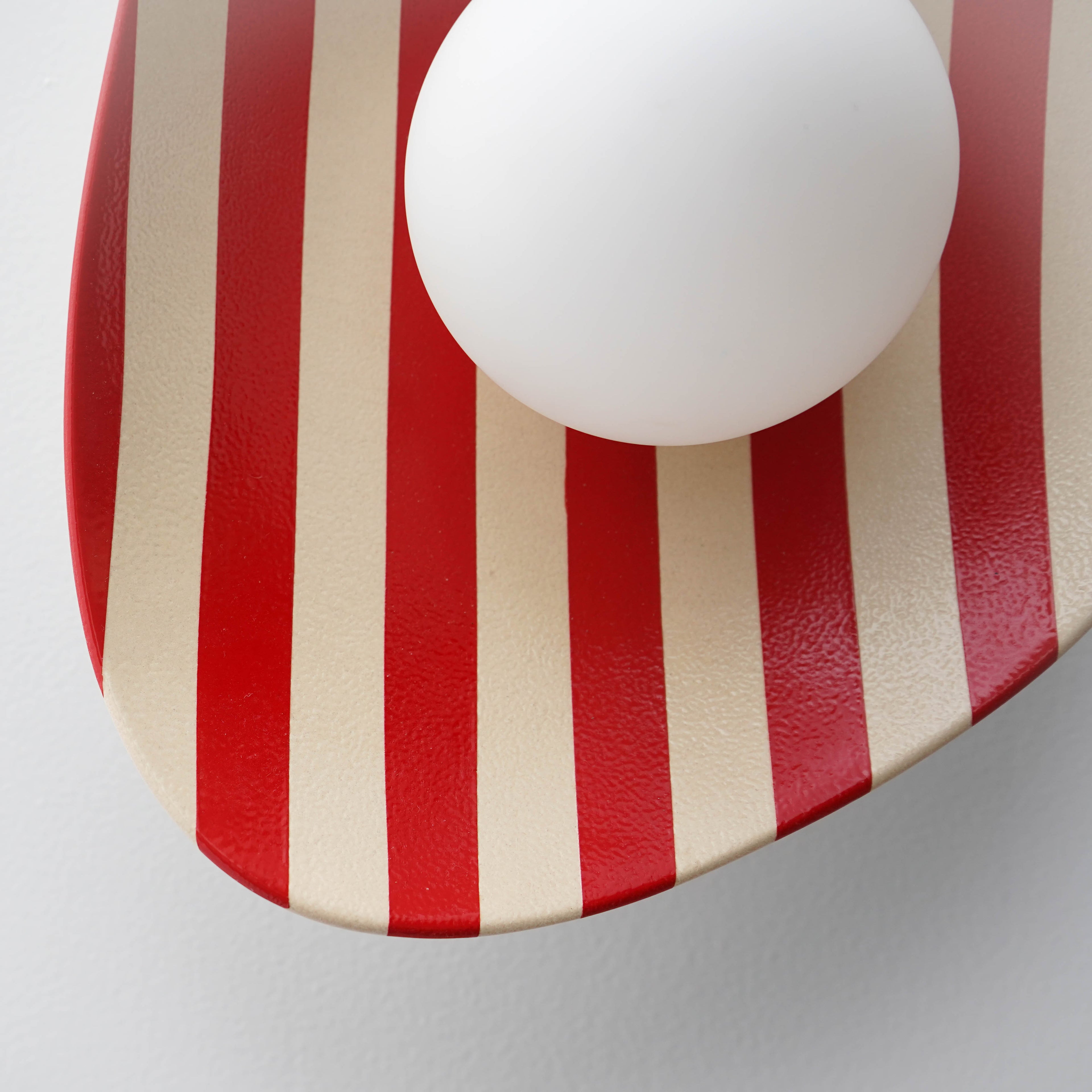 Red and White Striped Ceramic Wall Light / Sconce