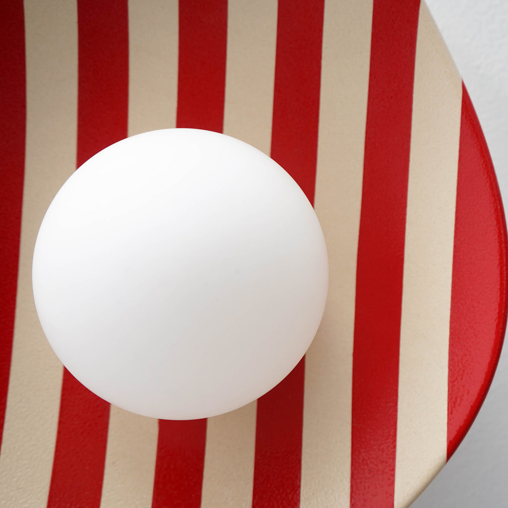 Red and White Striped Ceramic Wall Light / Sconce