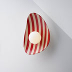 Red and White Striped Ceramic Wall Light / Sconce