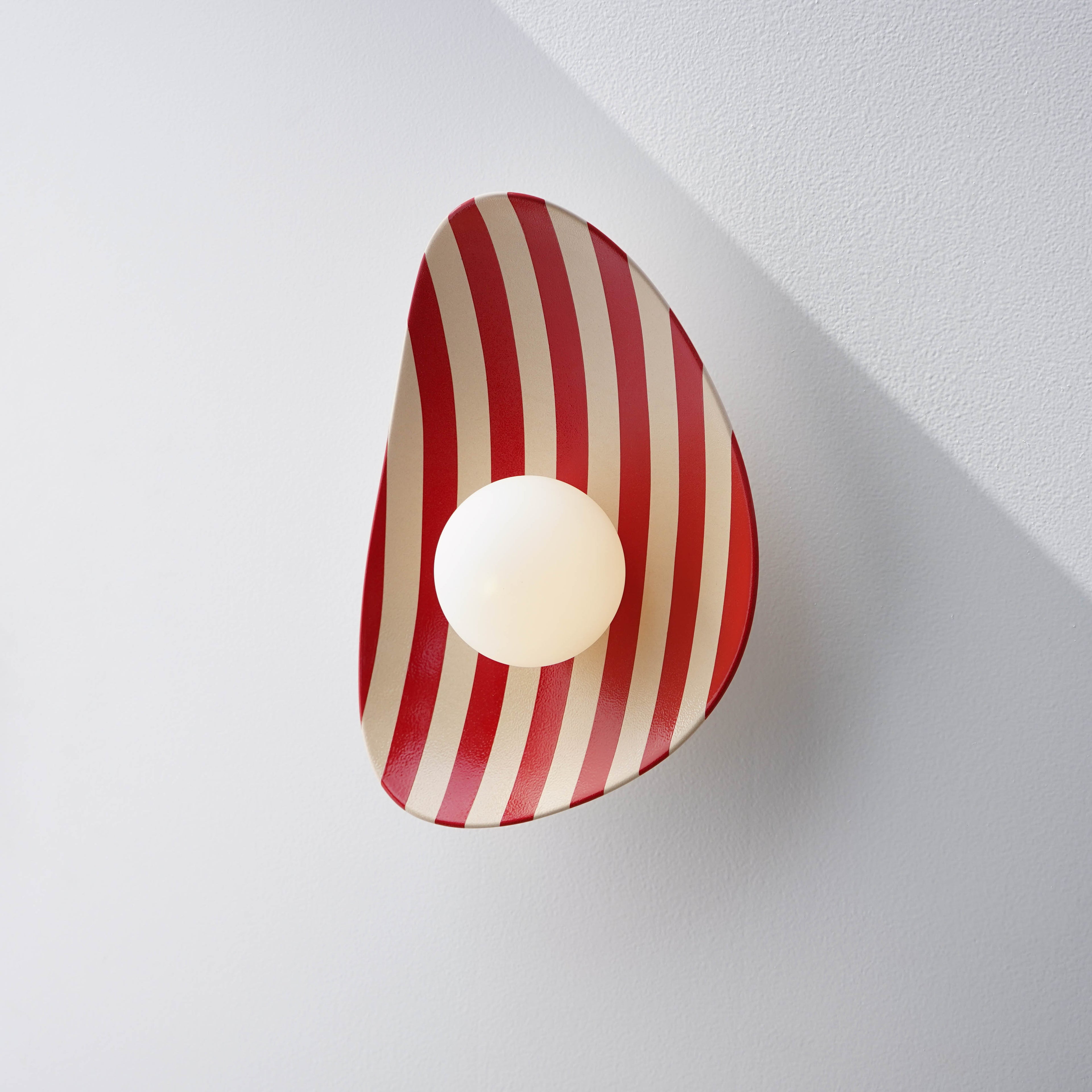 Red and White Striped Ceramic Wall Light / Sconce