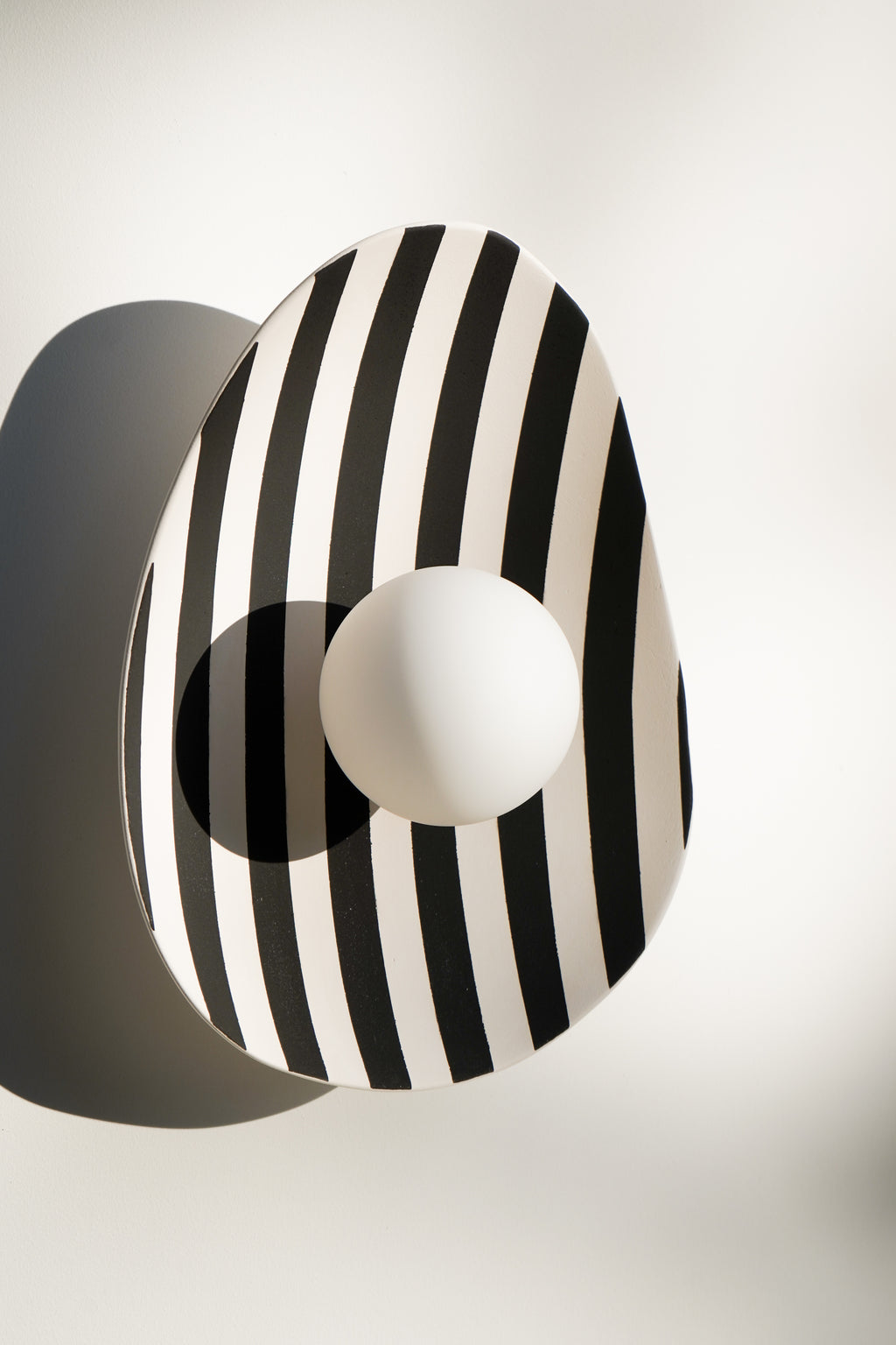 Black and White Striped Ceramic Wall Light / Sconce