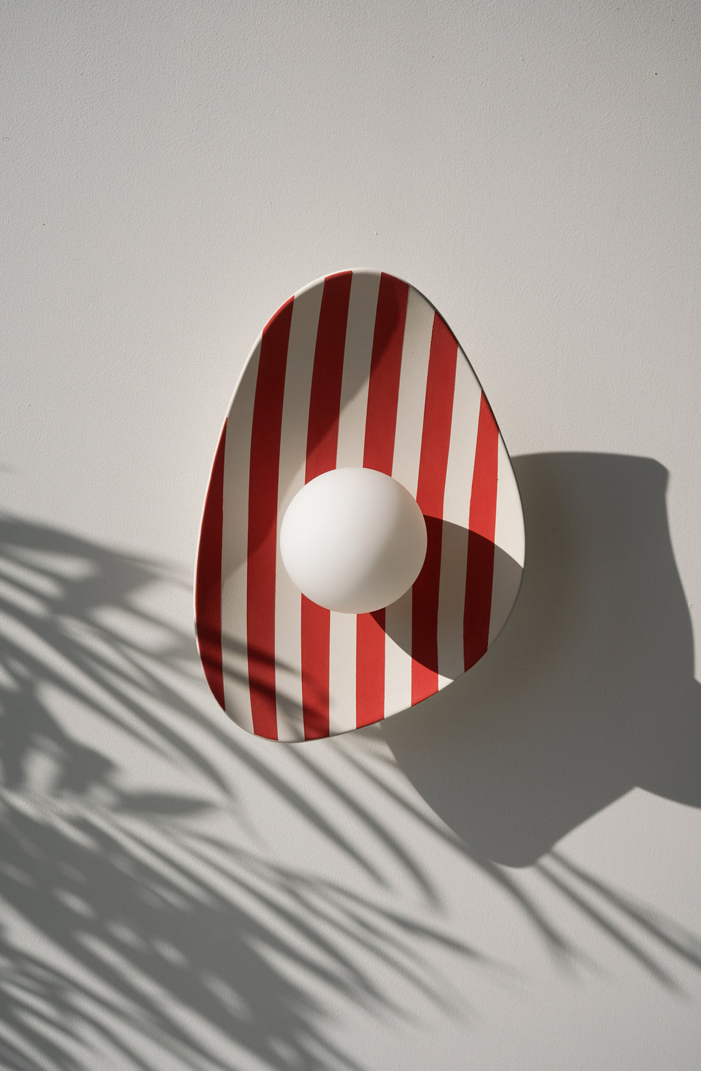 Red and White Striped Ceramic Wall Light / Sconce