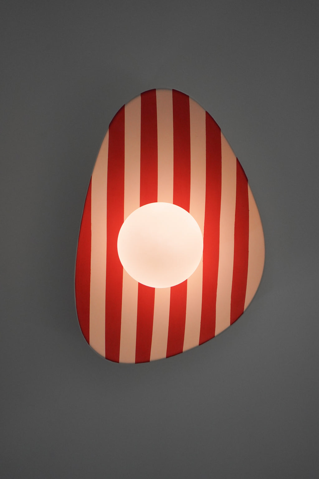 Red and White Striped Ceramic Wall Light / Sconce