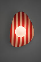 Red and White Striped Ceramic Wall Light / Sconce