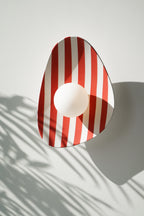 Red and White Striped Ceramic Wall Light / Sconce