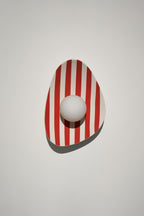 Red and White Striped Ceramic Wall Light / Sconce