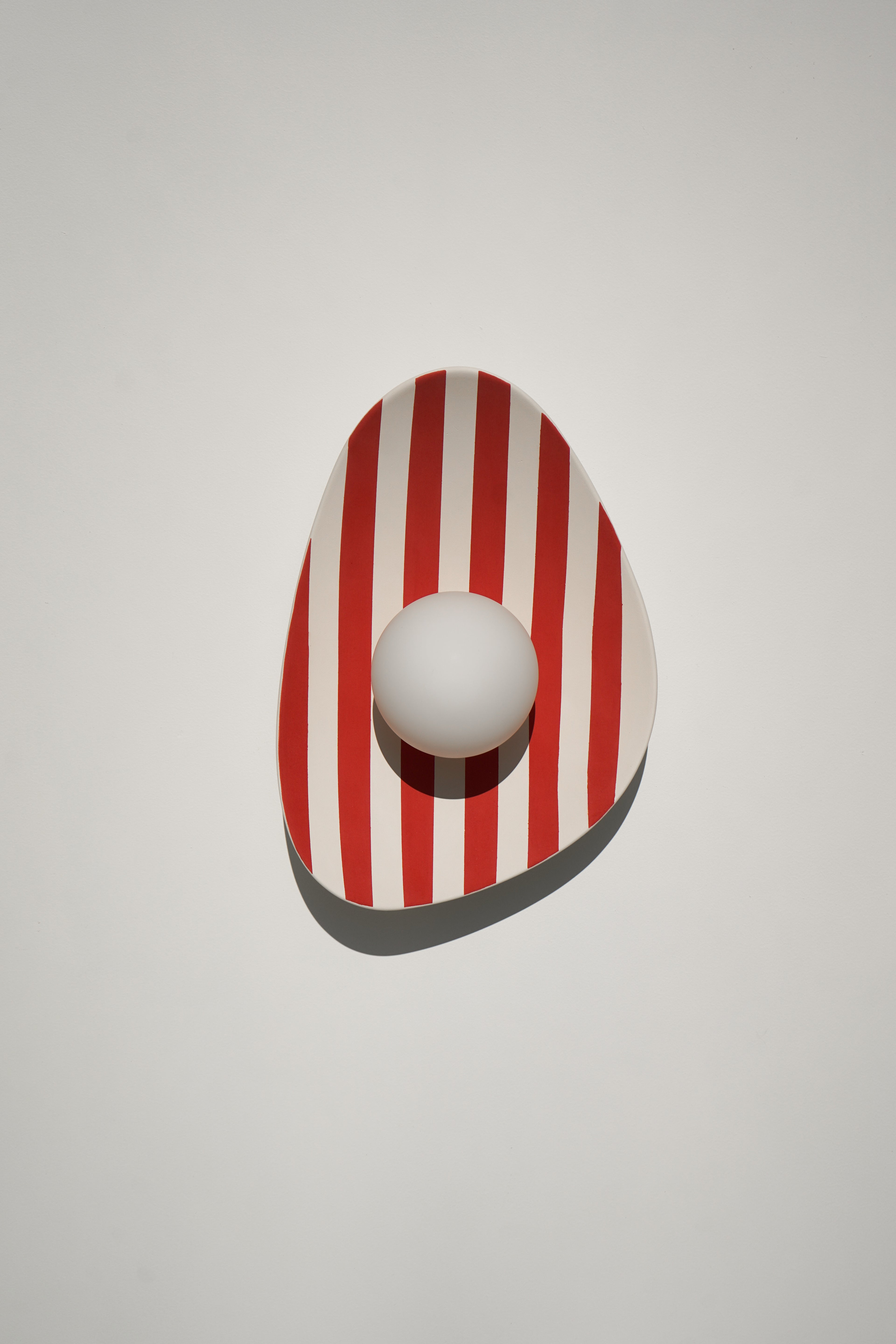 Red and White Striped Ceramic Wall Light / Sconce