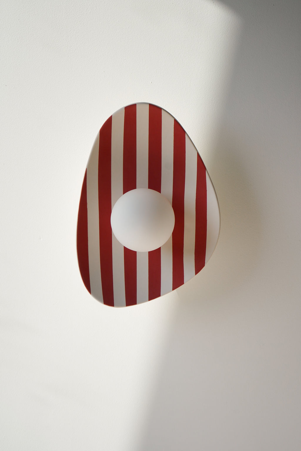 Red and White Striped Ceramic Wall Light / Sconce