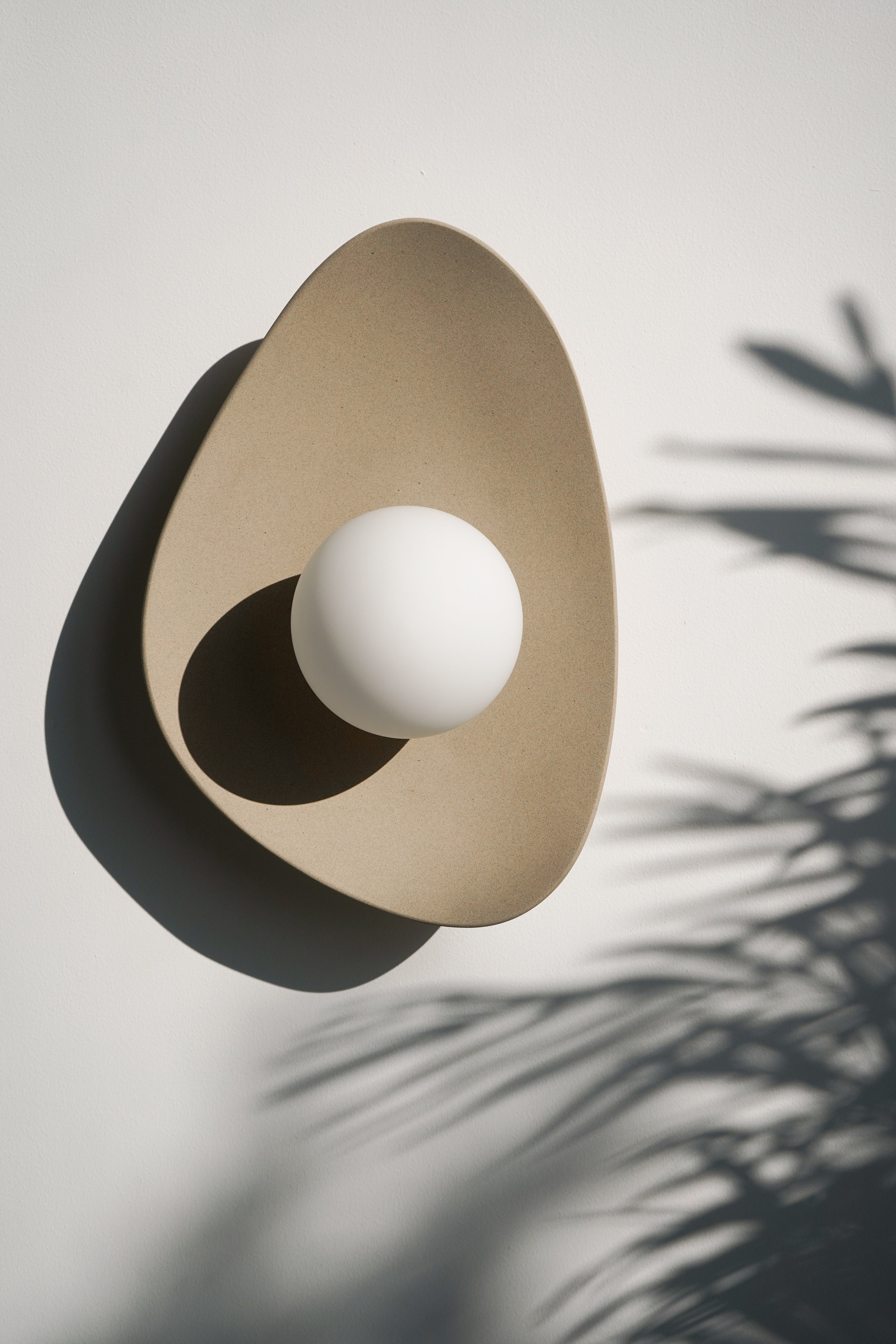 Handmade Beige Ceramic Wall Light / Sconce