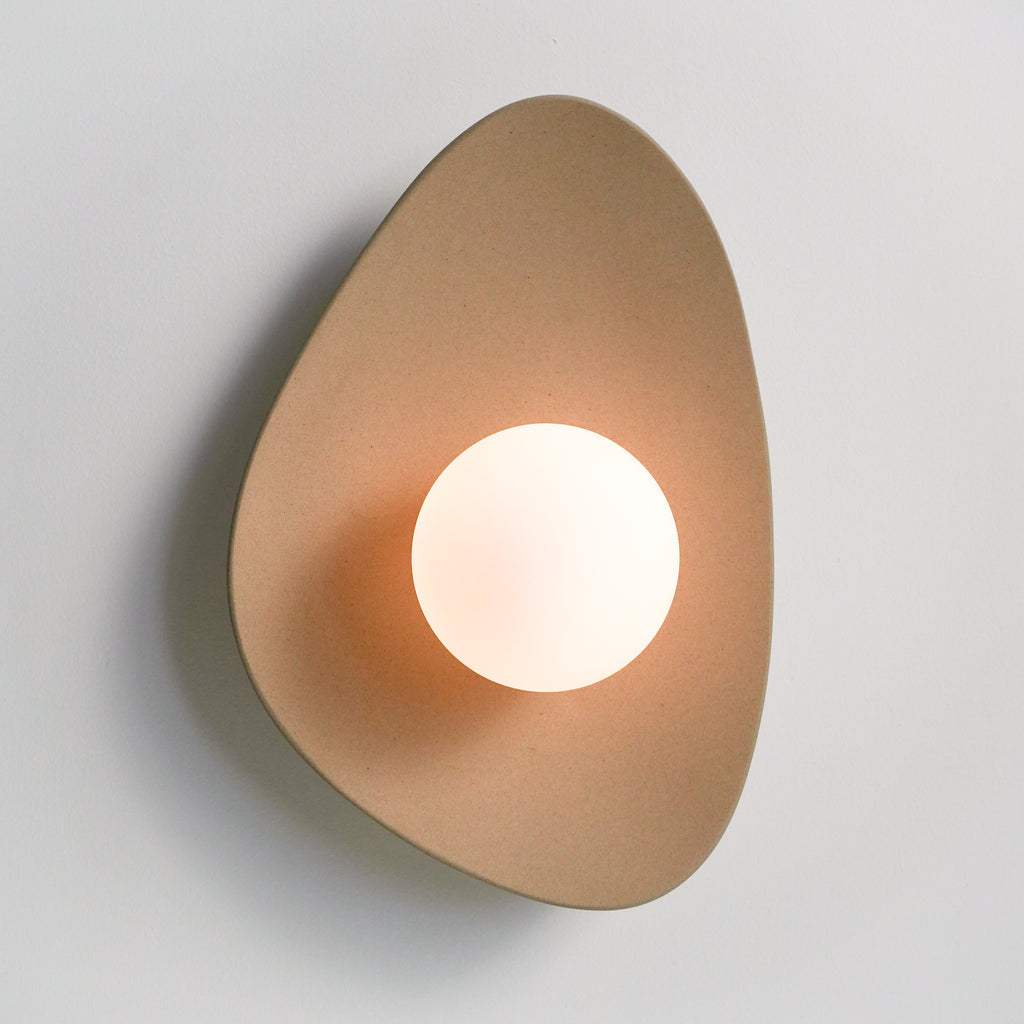 Handmade Beige Ceramic Wall Light / Sconce