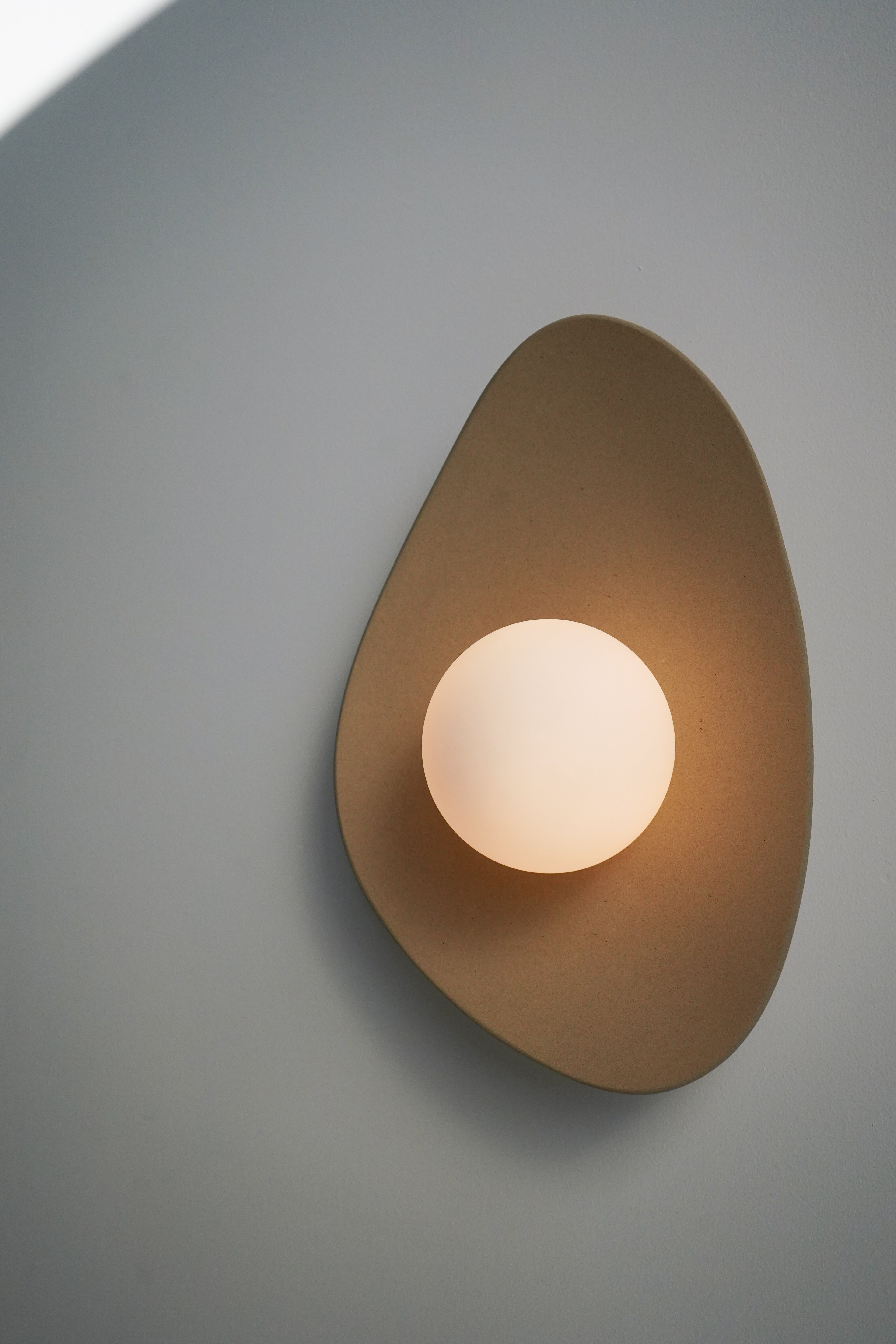 Handmade Beige Ceramic Wall Light / Sconce