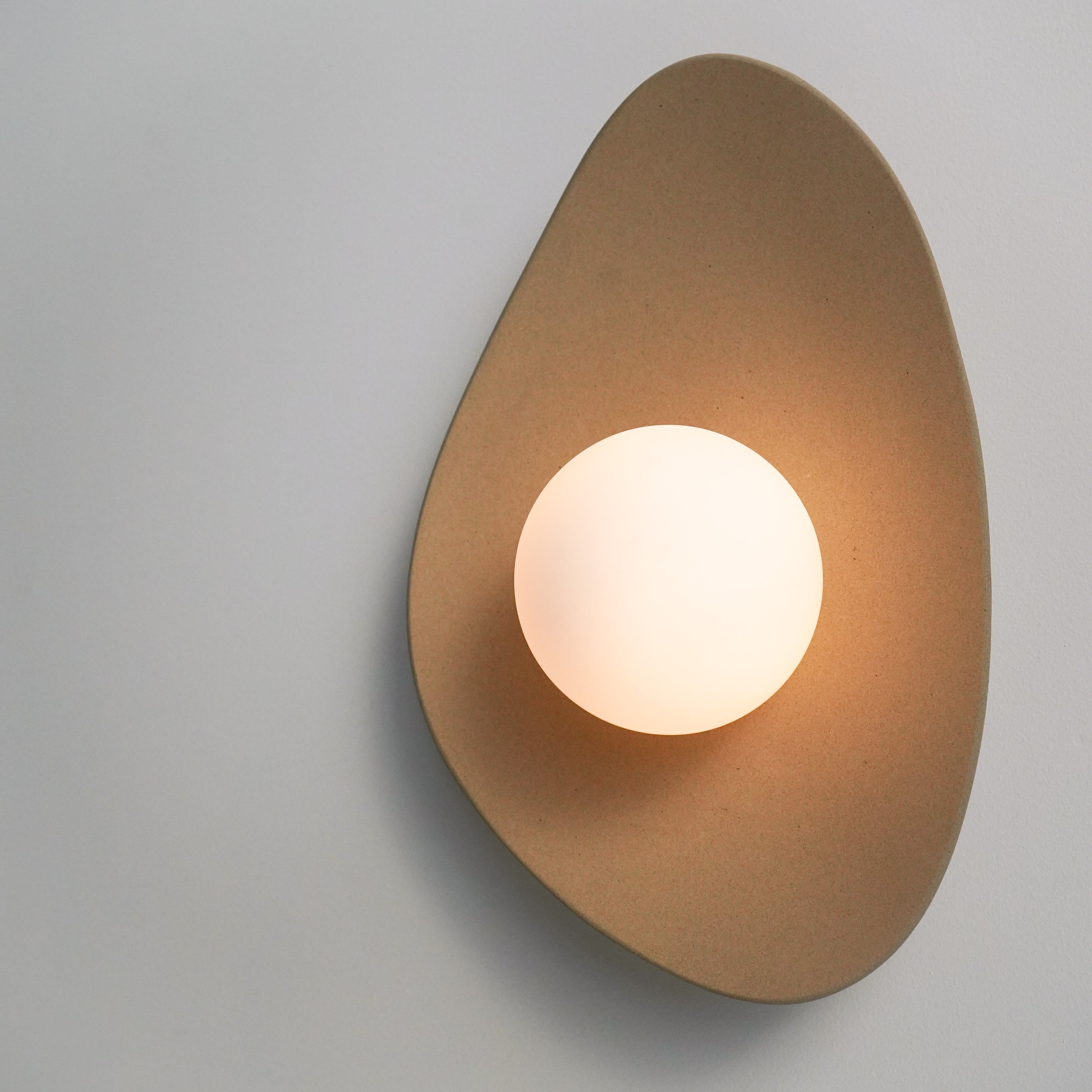 Handmade Beige Ceramic Wall Light / Sconce