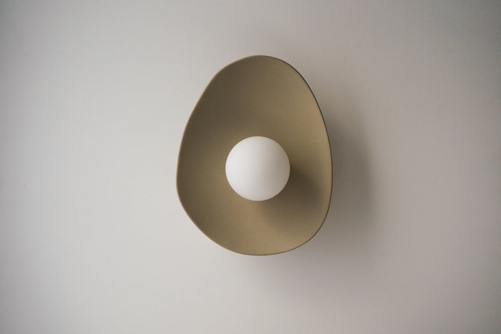 Handmade Beige Ceramic Wall Light / Sconce