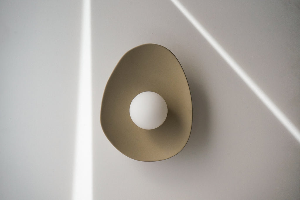 Handmade Beige Ceramic Wall Light / Sconce