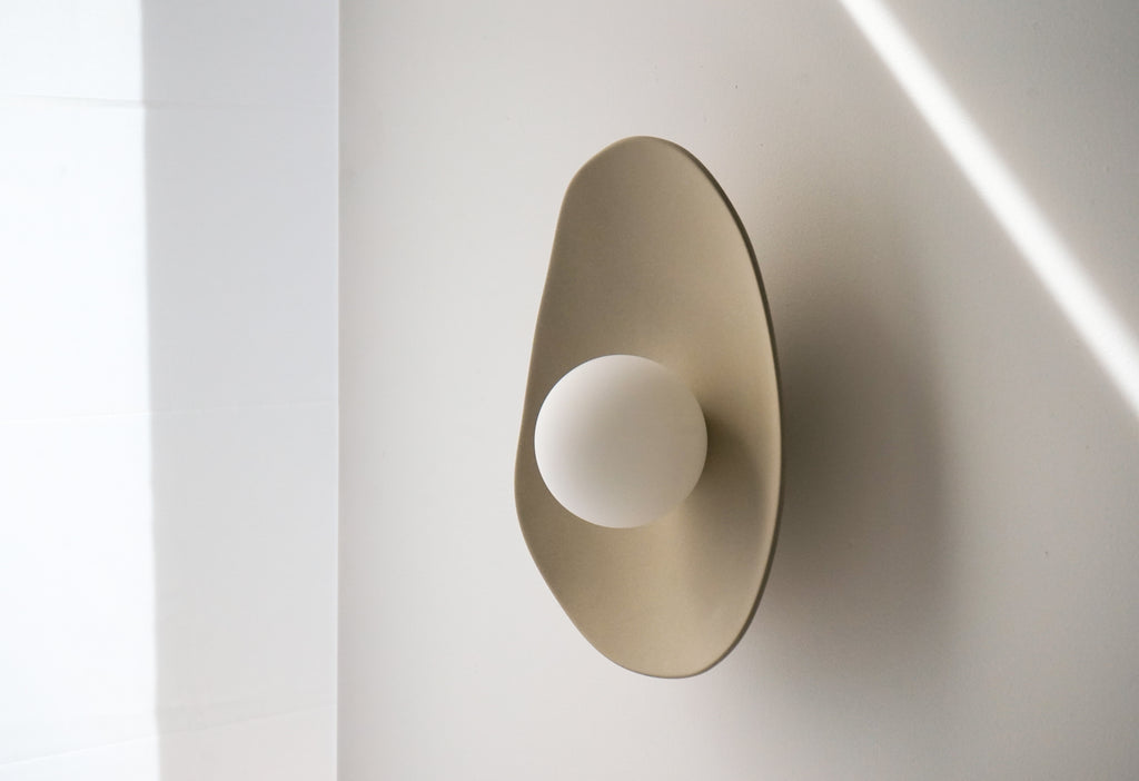 Handmade Beige Ceramic Wall Light / Sconce