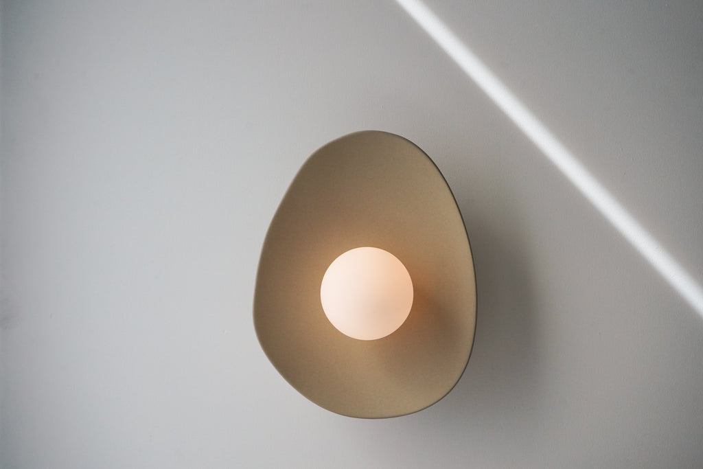 Handmade Beige Ceramic Wall Light / Sconce