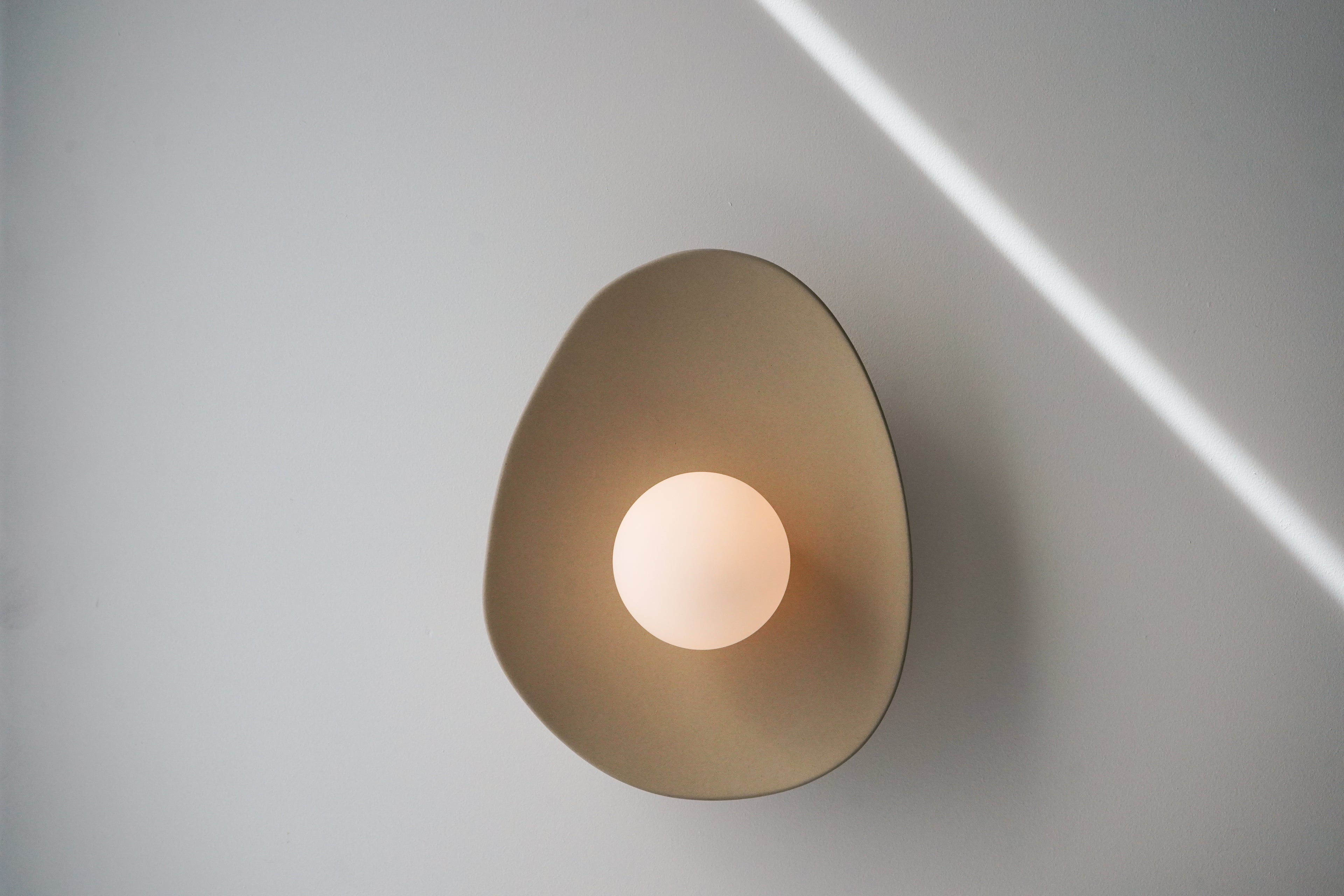 Handmade Beige Ceramic Wall Light / Sconce