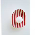 Red and White Striped Ceramic Wall Light / Sconce
