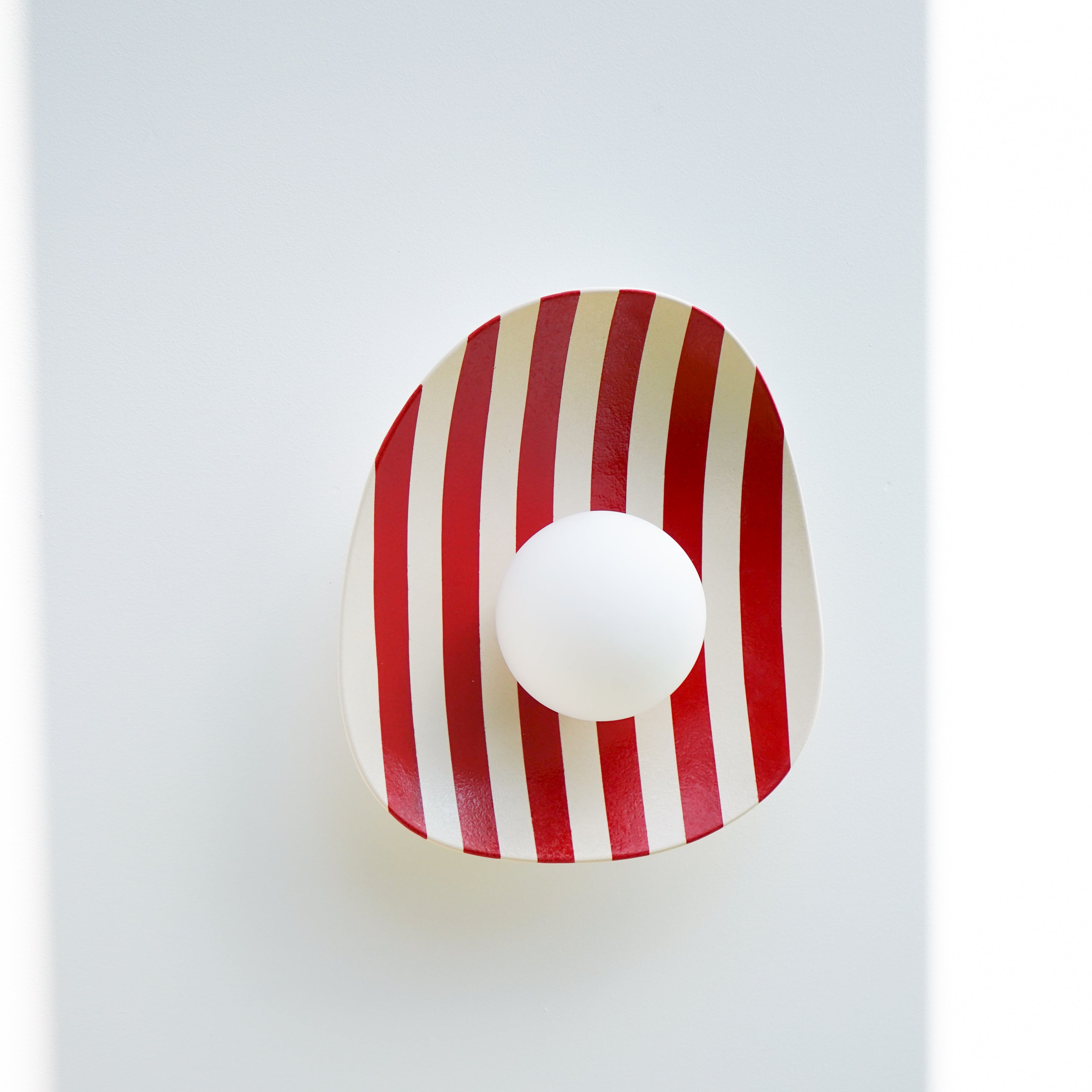 Red and White Striped Ceramic Wall Light / Sconce