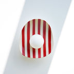 Red and White Striped Ceramic Wall Light / Sconce