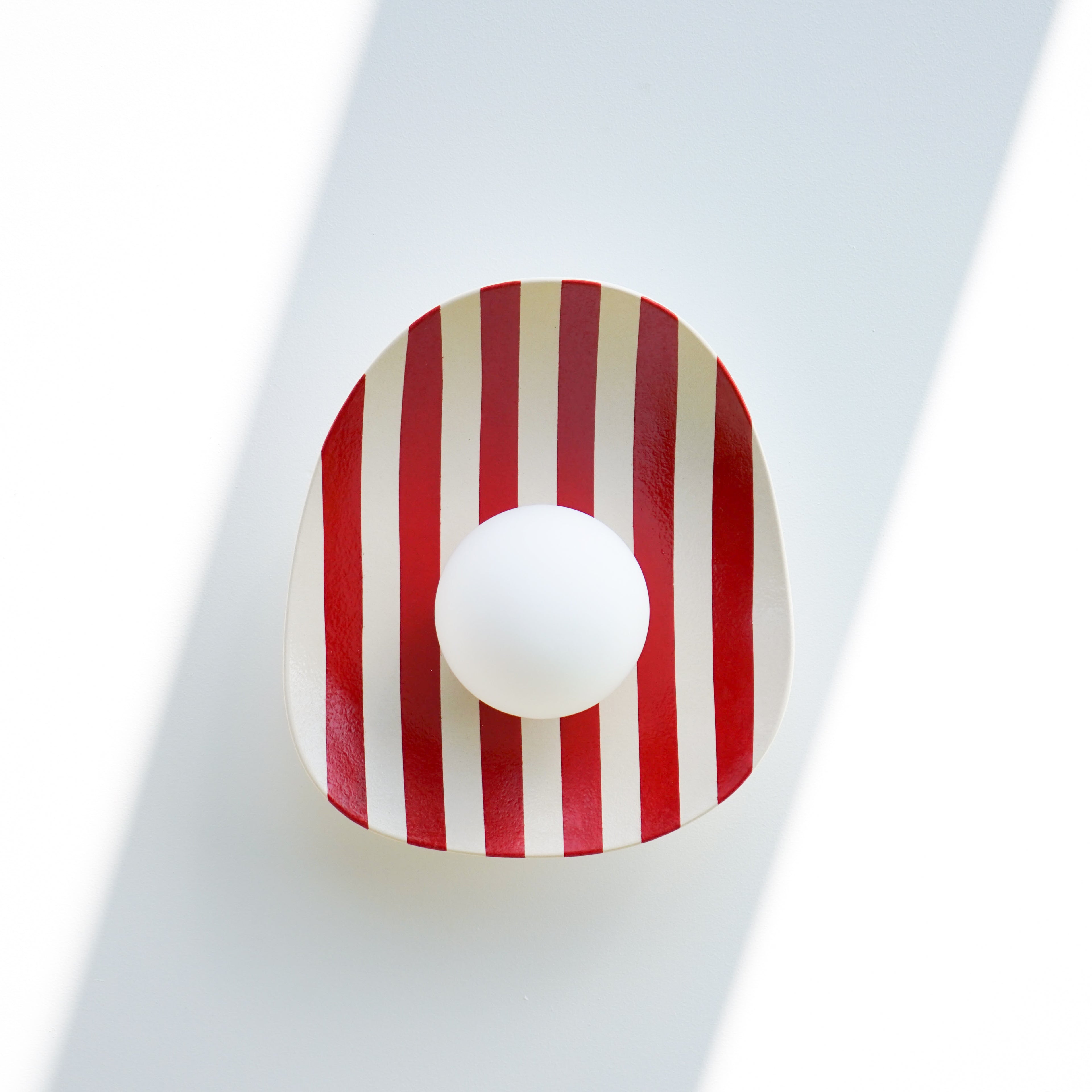 Red and White Striped Ceramic Wall Light / Sconce