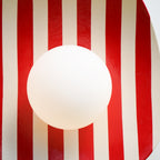 Red and White Striped Ceramic Wall Light / Sconce