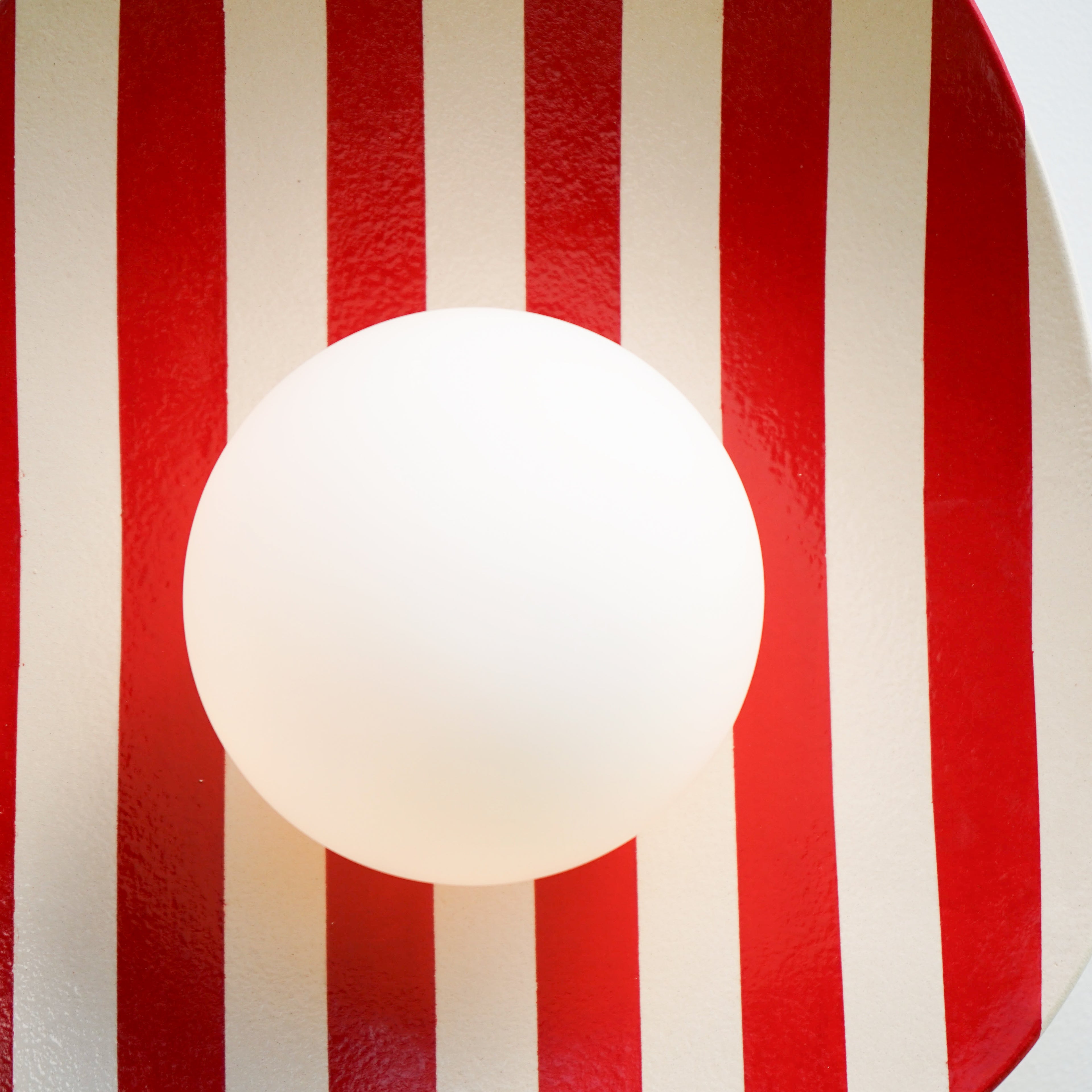 Red and White Striped Ceramic Wall Light / Sconce