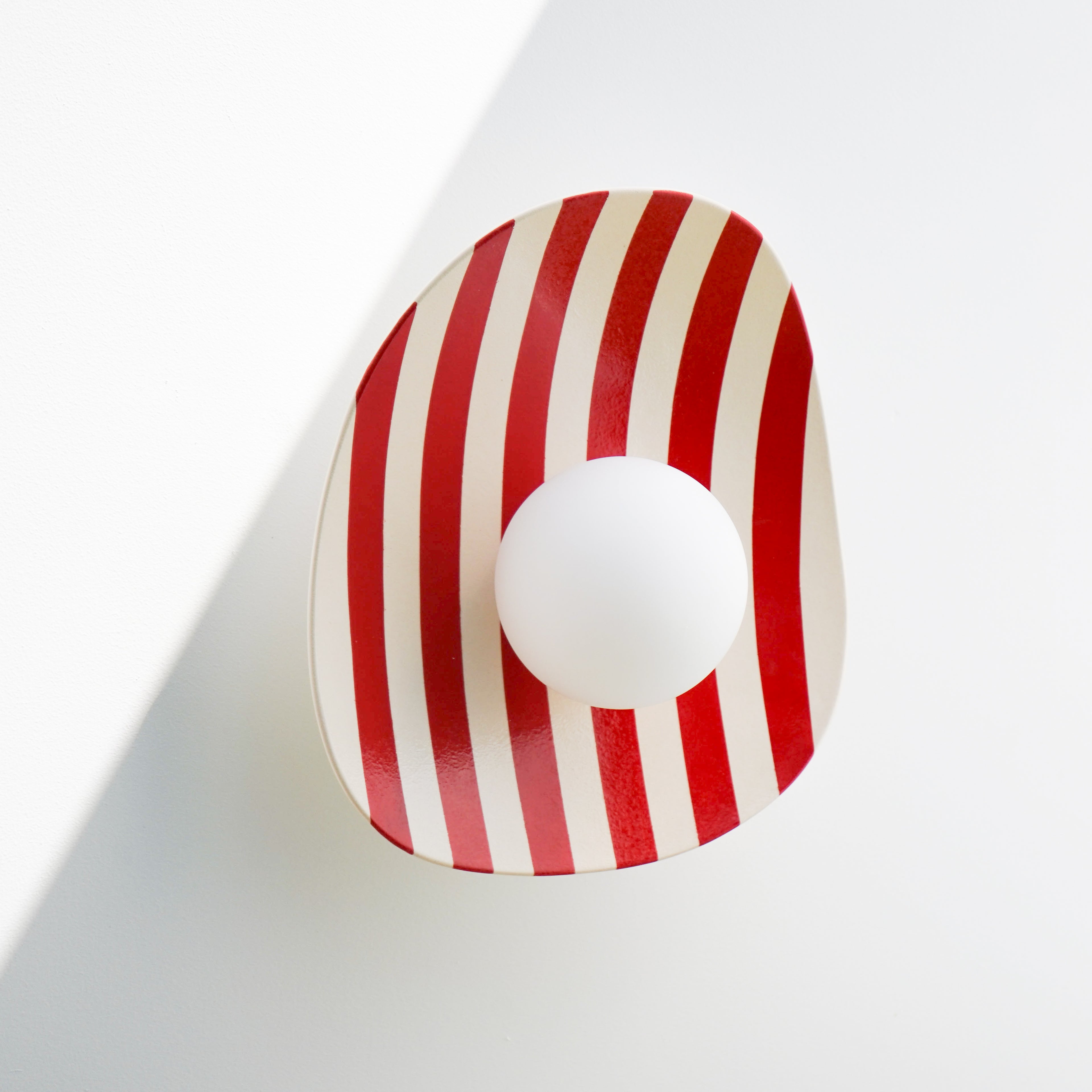 Red and White Striped Ceramic Wall Light / Sconce