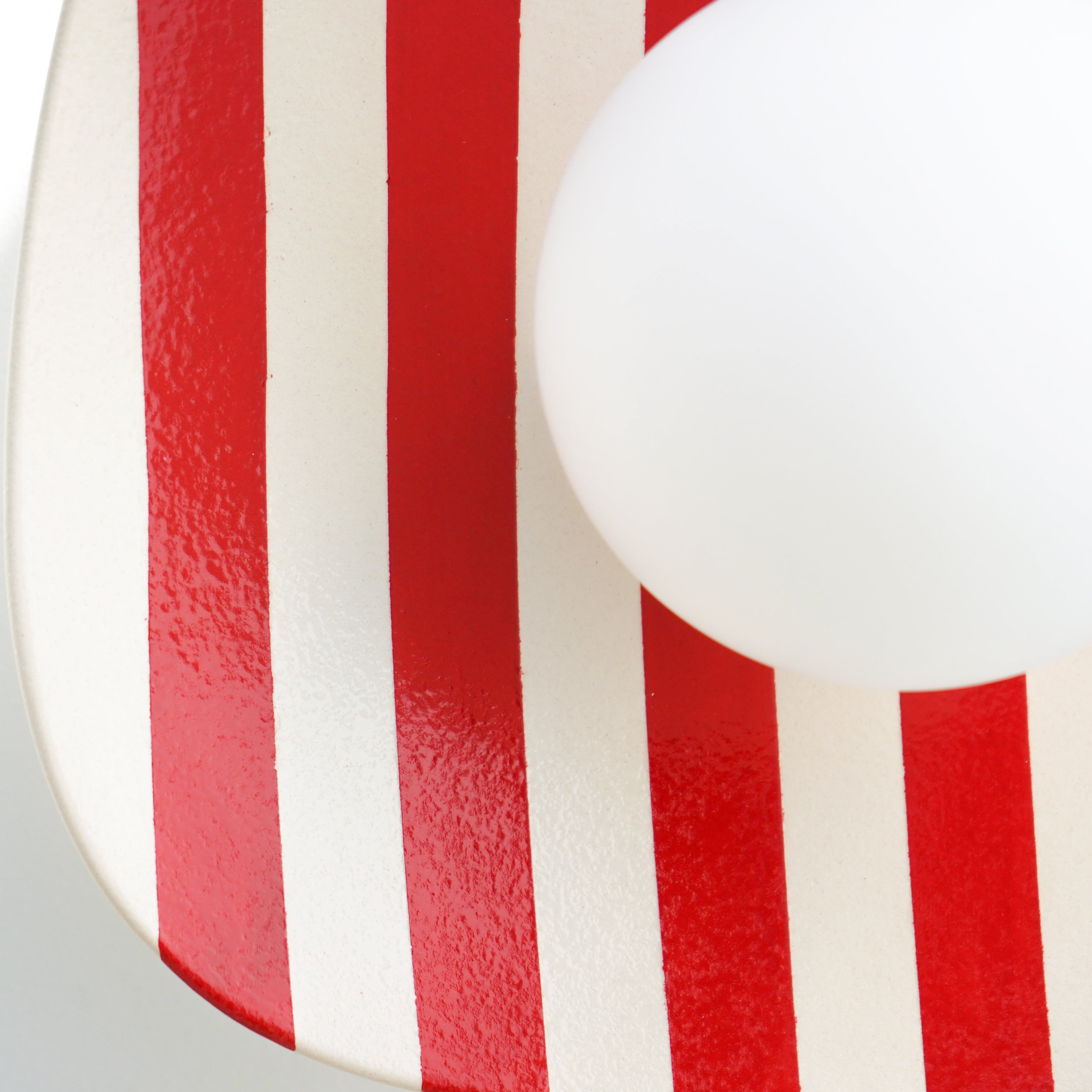 Red and White Striped Ceramic Wall Light / Sconce