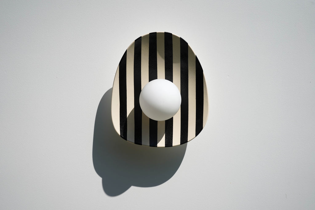 Black and White Striped Ceramic Wall Light / Sconce