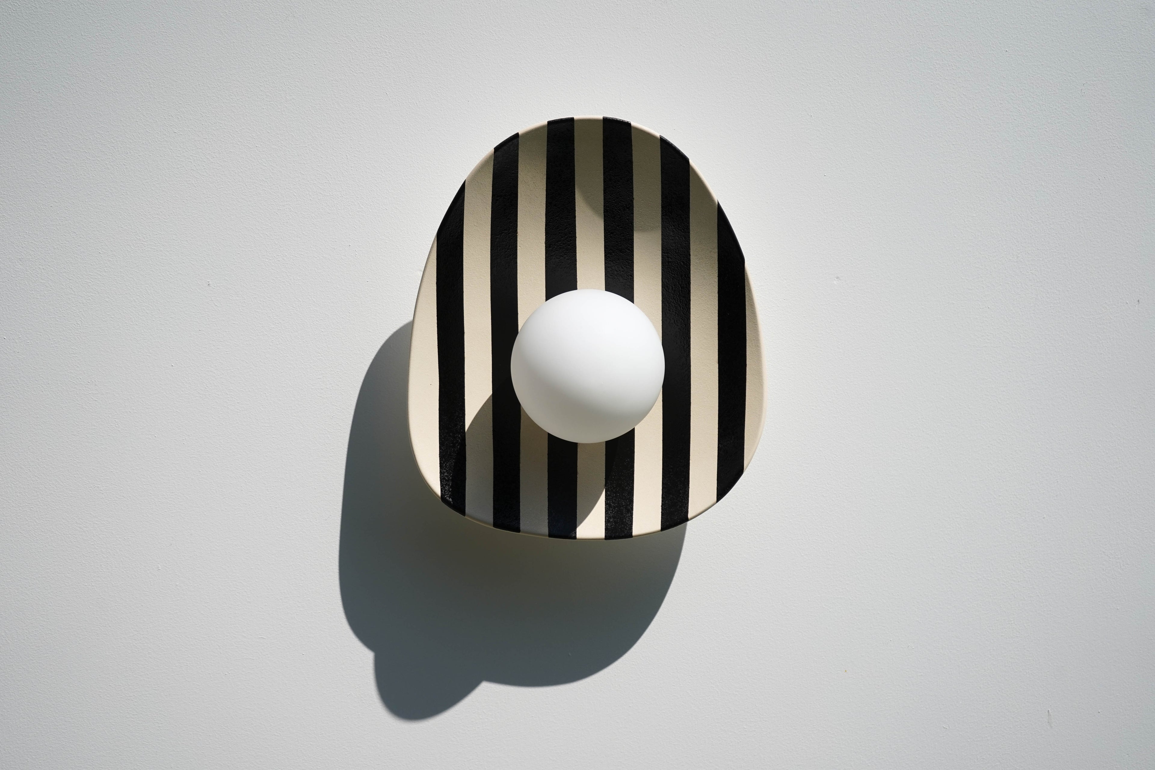 Black and White Striped Ceramic Wall Light / Sconce