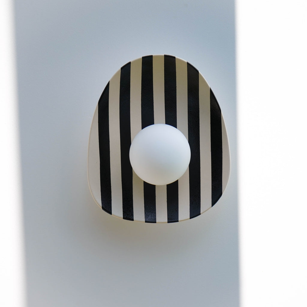 Black and White Striped Ceramic Wall Light / Sconce