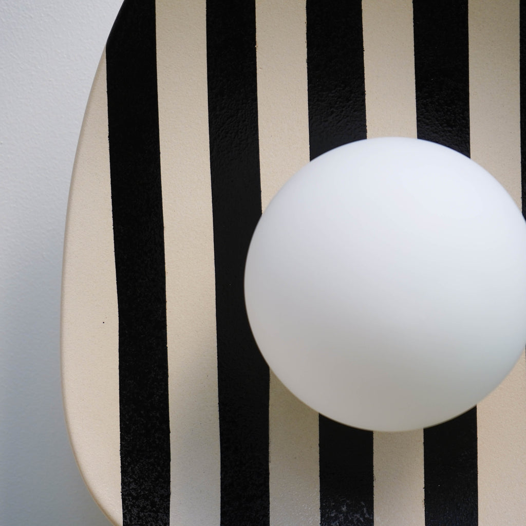 Black and White Striped Ceramic Wall Light / Sconce